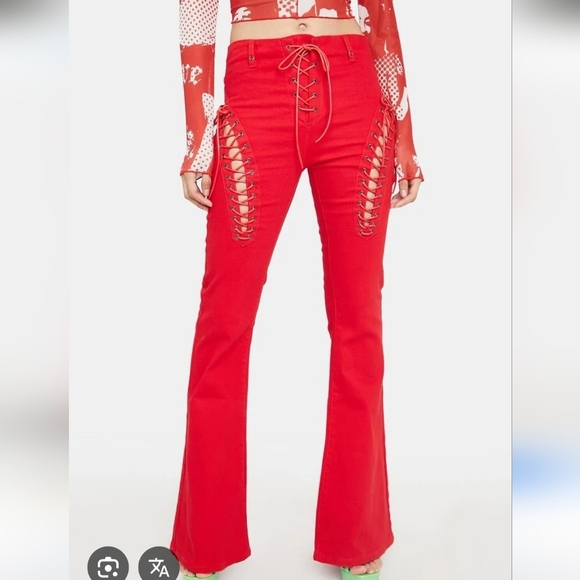 Edikted Scarlet Lace-Up Wide Leg Pants - Picture 13 of 13